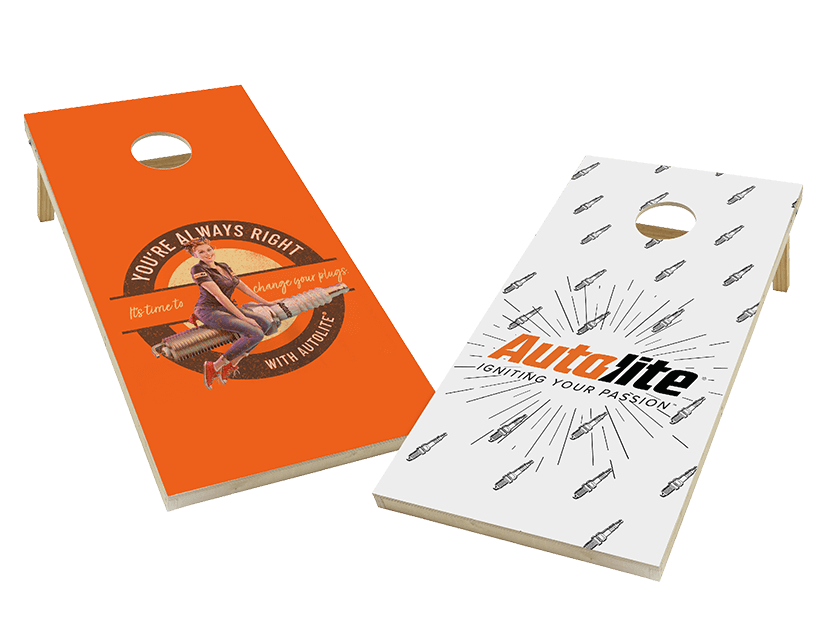 Grand Prize Package of Two (2) Autolite® Annie Cornhole Boards